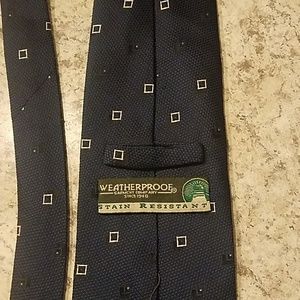 Weatherproof 100% silk blue tie